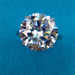 10 Carat Round Cut Moissanite Ring 4 Prong Solitaire Cathedral Palin Shank D Color