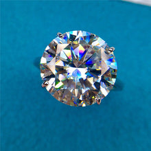 Load image into Gallery viewer, 10 Carat Round Cut Moissanite Ring 4 Prong Solitaire Cathedral Palin Shank D Color