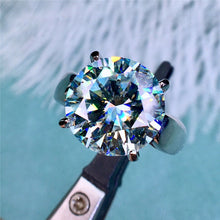 Load image into Gallery viewer, 5 Carat D Color Round Cut Solitaire Beveled Edge Pinched Shank VVS Moissanite Ring