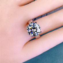 Load image into Gallery viewer, 5 Carat D Color Round Cut Solitaire Beveled Edge Pinched Shank VVS Moissanite Ring