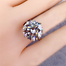 Load image into Gallery viewer, 8 Carat D Color Round Cut 6 Prong Solitaire Plain Shank Certified VVS Moissanite Ring