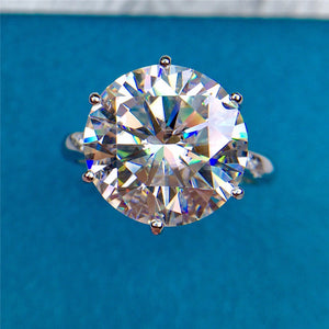 8 Carat Round Cut Moissanite Ring 6 Prong Solitaire Certified VVS D Color