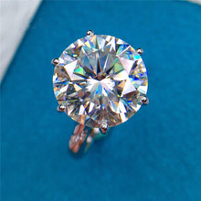Load image into Gallery viewer, 8 Carat Round Cut Moissanite Ring 6 Prong Solitaire Certified VVS D Color