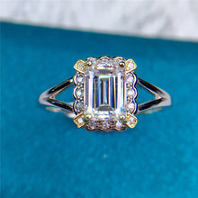 Load image into Gallery viewer, 1 Carat Emerald Cut D Colorless Halo Split Shank Certified VVS  Moissanite Ring