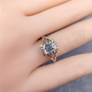1 Carat Emerald Cut D Colorless Halo Split Shank Certified VVS  Moissanite Ring