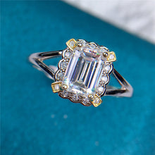 Load image into Gallery viewer, 1 Carat Emerald Cut D Colorless Halo Split Shank Certified VVS  Moissanite Ring