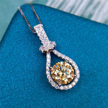 Load image into Gallery viewer, 1 Carat D Color Round Cut Water Drop Floating Halo Pendant Moissanite Necklace