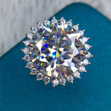 Load image into Gallery viewer, 13 Carat D Color Round Cut Flower burst Certified VVS Moissanite Ring