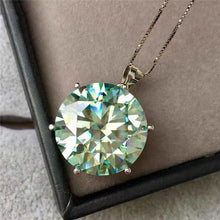 Load image into Gallery viewer, 20 Carat Blue Green Round Cut Solitaire Pendant Certified VVS Moissanite Necklace