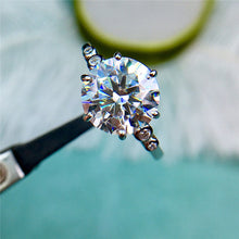 Load image into Gallery viewer, 4 Carat D Color Round Cut 6 Prong 5 Stone Scalloped Shank VVS Moissanite Ring