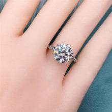 Load image into Gallery viewer, 4 Carat Round Cut Moissanite Ring 6 Prong 5 Stone Scalloped Shank VVS D Color