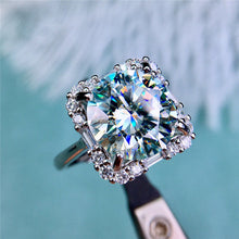 Load image into Gallery viewer, 5 Carat Round Cut Moissanite Ring Octagon Halo Plain Shank Certified VVS D Color