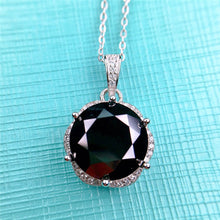 Load image into Gallery viewer, 6 Carat Black Round Cut 6 prong Subtle Halo Certified VVS Moissanite Necklace