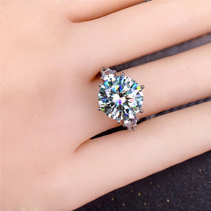 5 Carat Round Cut Moissanite Ring Three Stone Vintage Certified VVS D Color