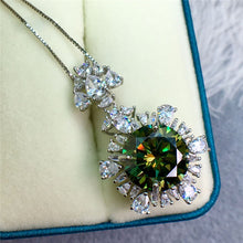 Load image into Gallery viewer, 6 Carat Green Round Cut Snowflake Certified VVS Moissanite Necklace