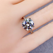 Load image into Gallery viewer, 4 Carat Round Cut Moissanite Ring 4 Prong French Pave Certified VVS D Color