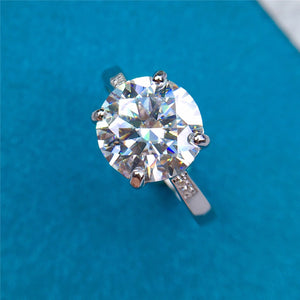 4 Carat D Color Round Cut 4 Prong French Pave Certified VVS Moissanite Ring