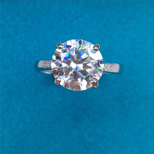 4 Carat Round Cut Moissanite Ring 4 Prong French Pave Certified VVS D Color