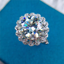 Load image into Gallery viewer, 5 Carat D color Round Cut Triple Halo Sunflower Certified VVS Moissanite Ring