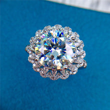 Load image into Gallery viewer, 5 Carat Round Cut Moissanite Ring Double Halo Snowflake Certified VVS D Color