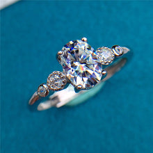 Load image into Gallery viewer, 1 Carat D Color Oval Cut 4 Prong French Pave Certified VVS Moissanite Ring