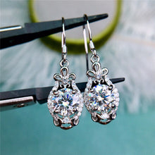 Load image into Gallery viewer, 2 Carat D Color Round Cut Certified VVS Moissanite Drop Earrings