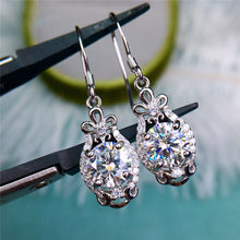 Load image into Gallery viewer, 2 Carat D Color Round Cut Certified VVS Moissanite Drop Earrings