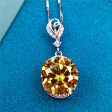 Load image into Gallery viewer, 5 Carat Yellow Round Cut Shooting Star Subtle Halo Pendant VVS Moissanite Necklace