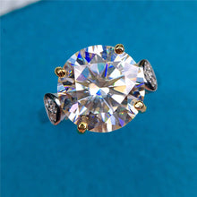 Load image into Gallery viewer, 5 Carat Round Cut Moissanite Ring 4 Prong Heart Reverse Tapered Shank D Color