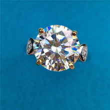 Load image into Gallery viewer, 5 Carat Round Cut Moissanite Ring 4 Prong Heart Reverse Tapered Shank D Color