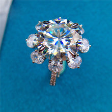 Load image into Gallery viewer, 6 Carat Round Cut Moissanite Ring Snowflake French Pave Certified VVS D Color