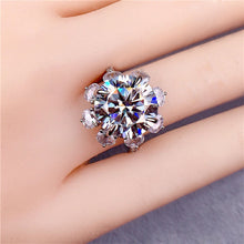 Load image into Gallery viewer, 6 Carat Round Cut Moissanite Ring Snowflake French Pave Certified VVS D Color