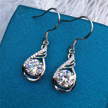 Load image into Gallery viewer, 2 Carat D Color Round Cut Certified VVS Moissanite Tear Drop Earrings