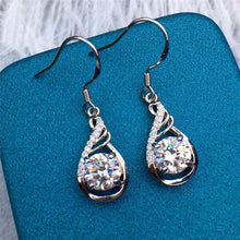 Load image into Gallery viewer, 2 Carat D Color Round Cut Certified VVS Moissanite Tear Drop Earrings