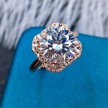 Load image into Gallery viewer, 4 Carat D Color Round Cut Octagon Halo Plain Shank Certified VVS Moissanite Ring