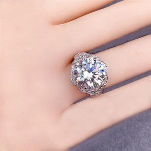 5 Carat Round Cut Moissanite Ring Vintage Butterfly Shank Floating Halo D Color