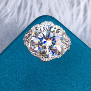 5 Carat D Color Round Cut Vintage Butterfly Shank Floating Halo Moissanite Ring