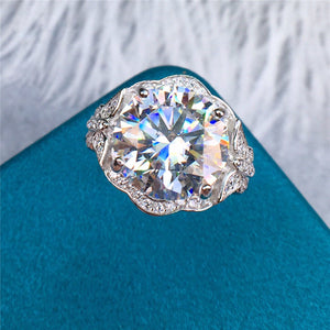 5 Carat D Color Round Cut Vintage Butterfly Shank Floating Halo Moissanite Ring