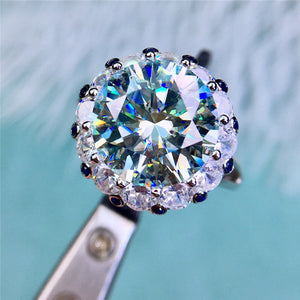 5 Carat Round Cut Moissanite Ring Snowflake Halo Certified VVS D Color