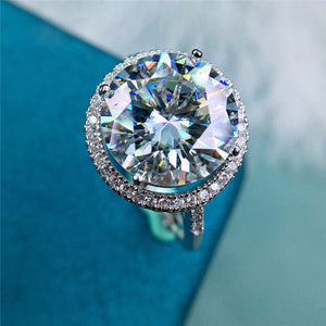5 Carat D Color Round Cut Thin Band Floating Halo Certified VVS Moissanite Ring