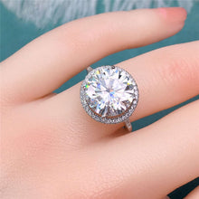 Load image into Gallery viewer, 5 Carat Round Cut Moissanite Ring Thin Band Floating Halo Certified VVS D Color