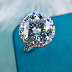5 Carat Round Cut Moissanite Ring Thin Band Floating Halo Certified VVS D Color