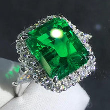 Load image into Gallery viewer, 5.5 Carat Emerald Cut Lab Made Emerald Ring with Durable 9K Gold