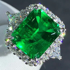 5.5 Carat Emerald Cut Lab Made Emerald Ring with Durable 9K Gold