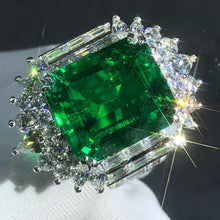 Load image into Gallery viewer, 8.8 Carat Emerald cut Lab Made Emerald Ring with Durable 9K Gold