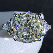 Load image into Gallery viewer, Custom 8.5 Carat Fat Cushion cut Rare Size D Color VVS Simulated Moissanite Ring
