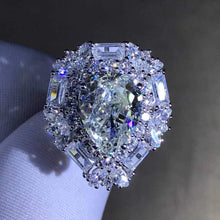 Load image into Gallery viewer, 4 Carat Pear Cut Moissanite Ring Double Halo VVS G-H Colorless