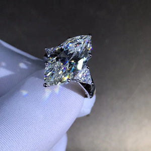 8 Carat Marquise Moissanite Ring Three Stone VVS G-H Colorless