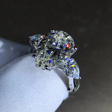 Load image into Gallery viewer, 6 Carat Pear Cut Moissanite Ring Rare Size G-H Color VVS