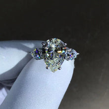 Load image into Gallery viewer, 6 Carat Pear Cut Moissanite Ring Rare Size G-H Color VVS